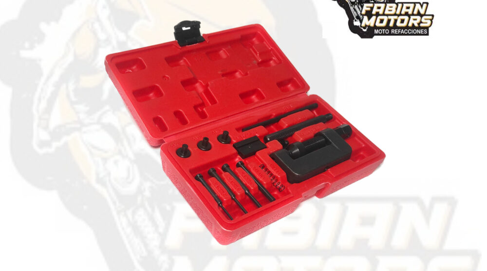 CORTADOR Y REMACHADOR DE CADENAS DE MOTOCICLETAS PASOS #35 A #630 (JUEGO)