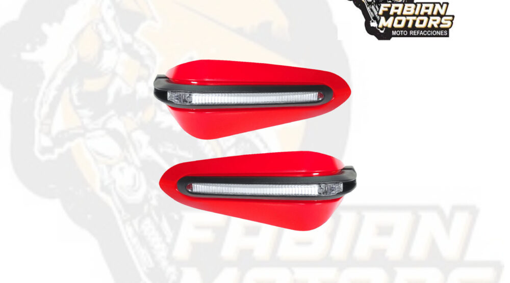 136-000046 PROTECTOR MANIJAS ROJOS 12V LUZ BLANCA UNIVERSALES OM-HDPR-X01 (JUEGO)
