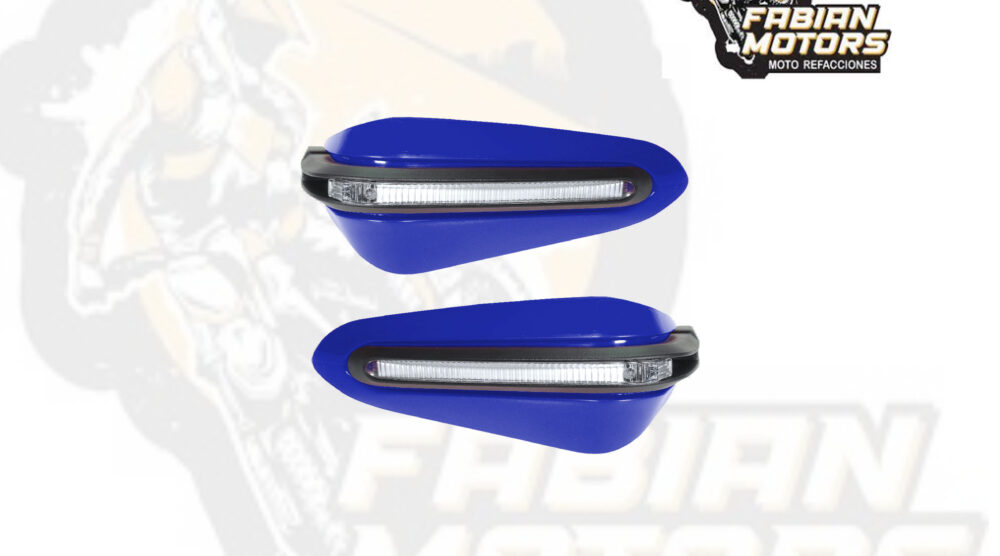 136-000047 PROTECTOR MANIJAS AZULES 12V LUZ BLANCA UNIVERSALES OM-HDPR-X01 (JUEGO)