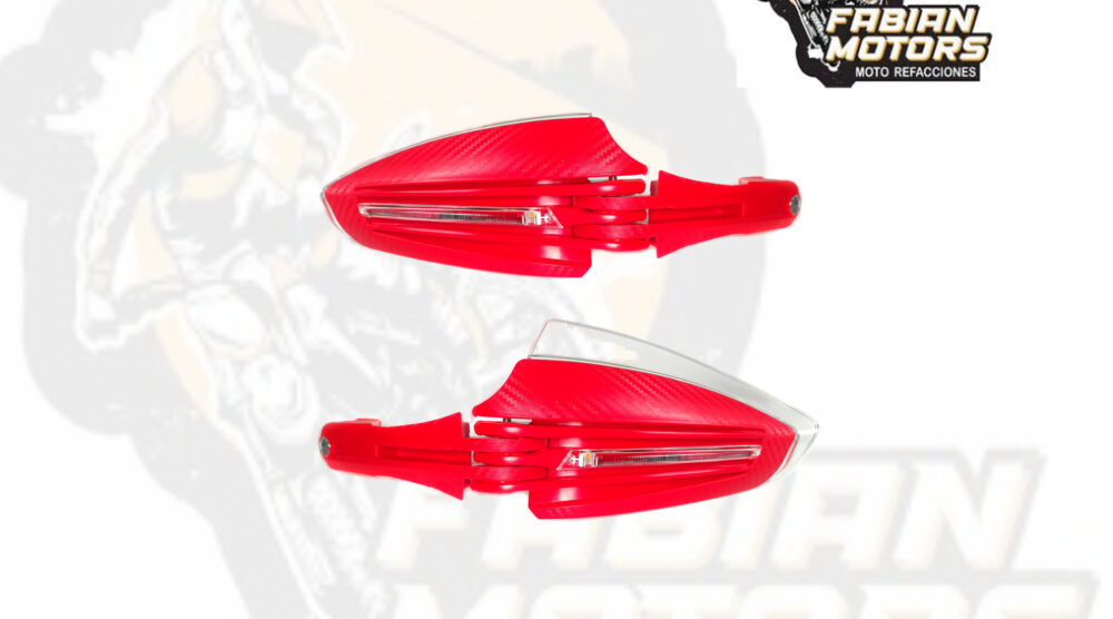 136-000052 PROTECTOR DE MANIJA ROJO C/ LED 12V LUZ BLANCA (JUEGO)