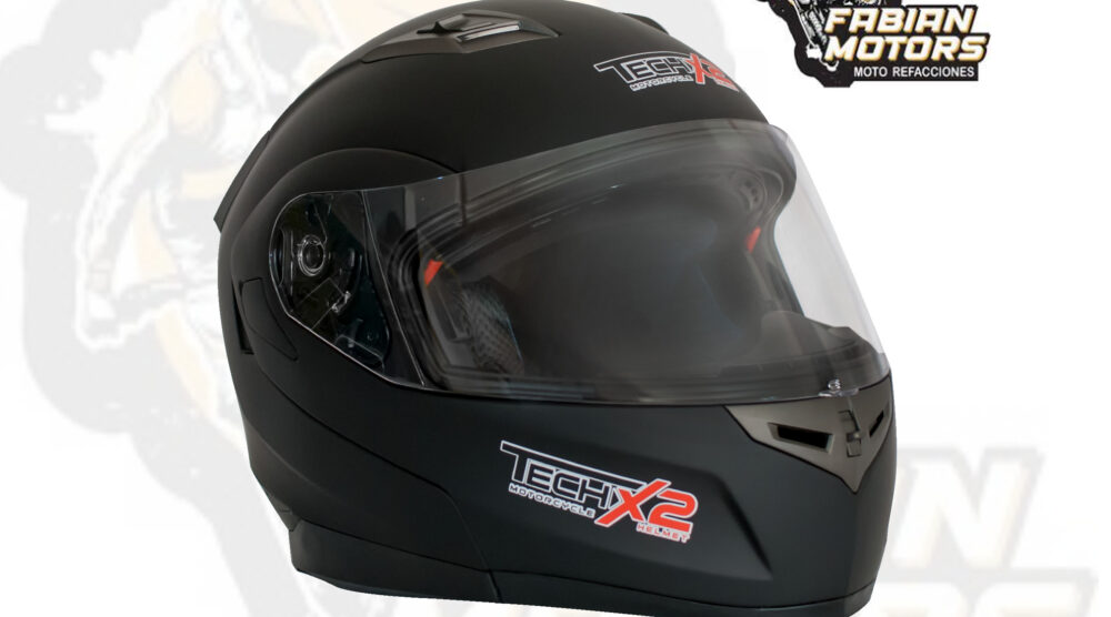 CASCO TECHX2 FF953 ABATIBLE NEGRO MATE CON LENTE INTERNO TALLA: M NORMA EUROPEA ECER22-05