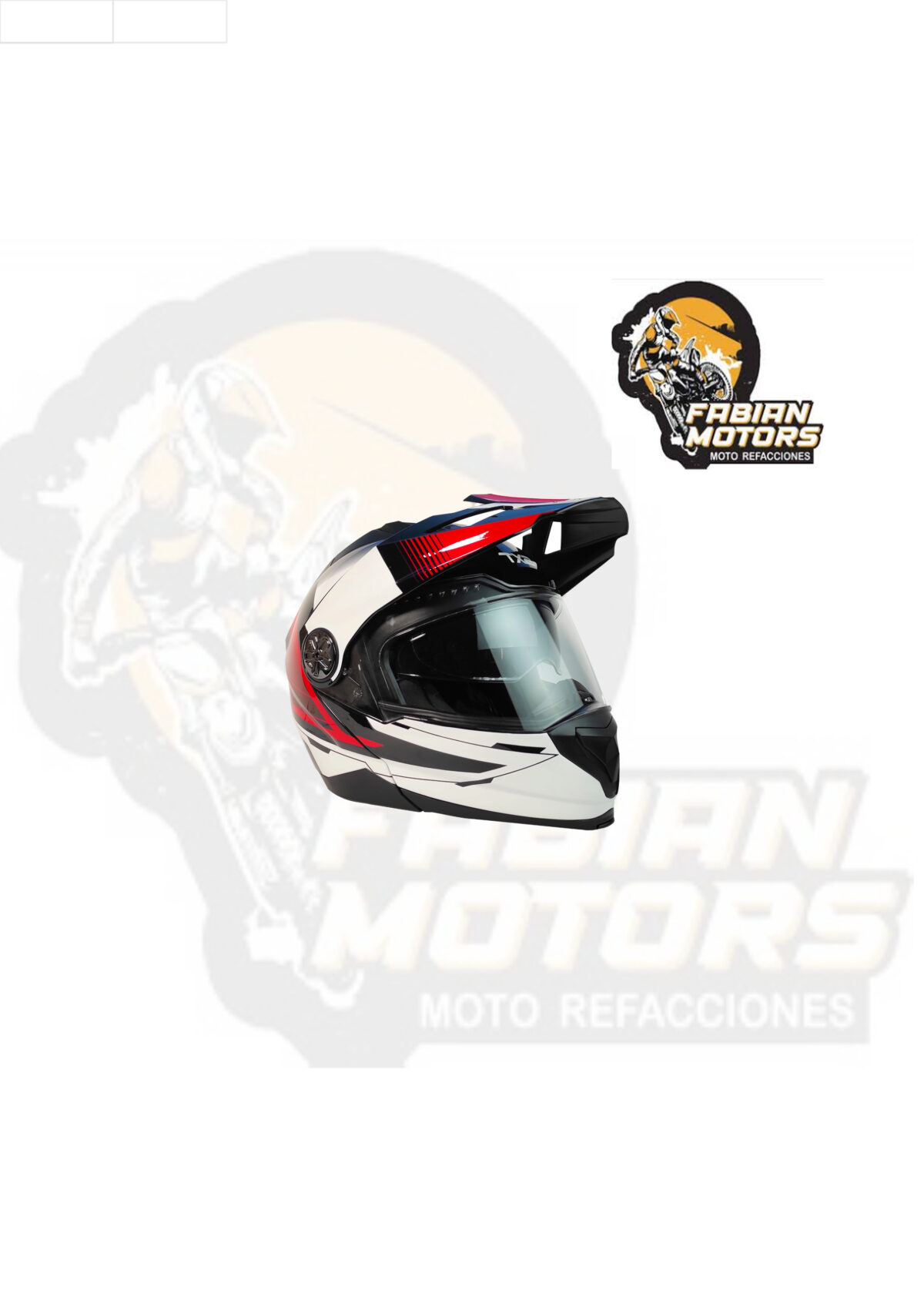 CASCO TECHX2 TX-909 CROSS/STREET ABATIBLE NEGRO/BLANCO/ROJO Y LENTE INTERNOTALLA: G NORMA EUROPEA ECER22-05 Y NORMA AMERICANA DOT
