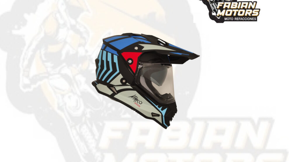 CASCO TECHX2 632A CROSS/STREET C/ MICA Y LENTE INTERNO MAKO AZUL/NEGRO/GRIS/ROJO TALLA: 2 EG (PRECIO POR PIEZA) (DE 1 A 5 PIEZAS) NORMA EUROPEA ECER22-05