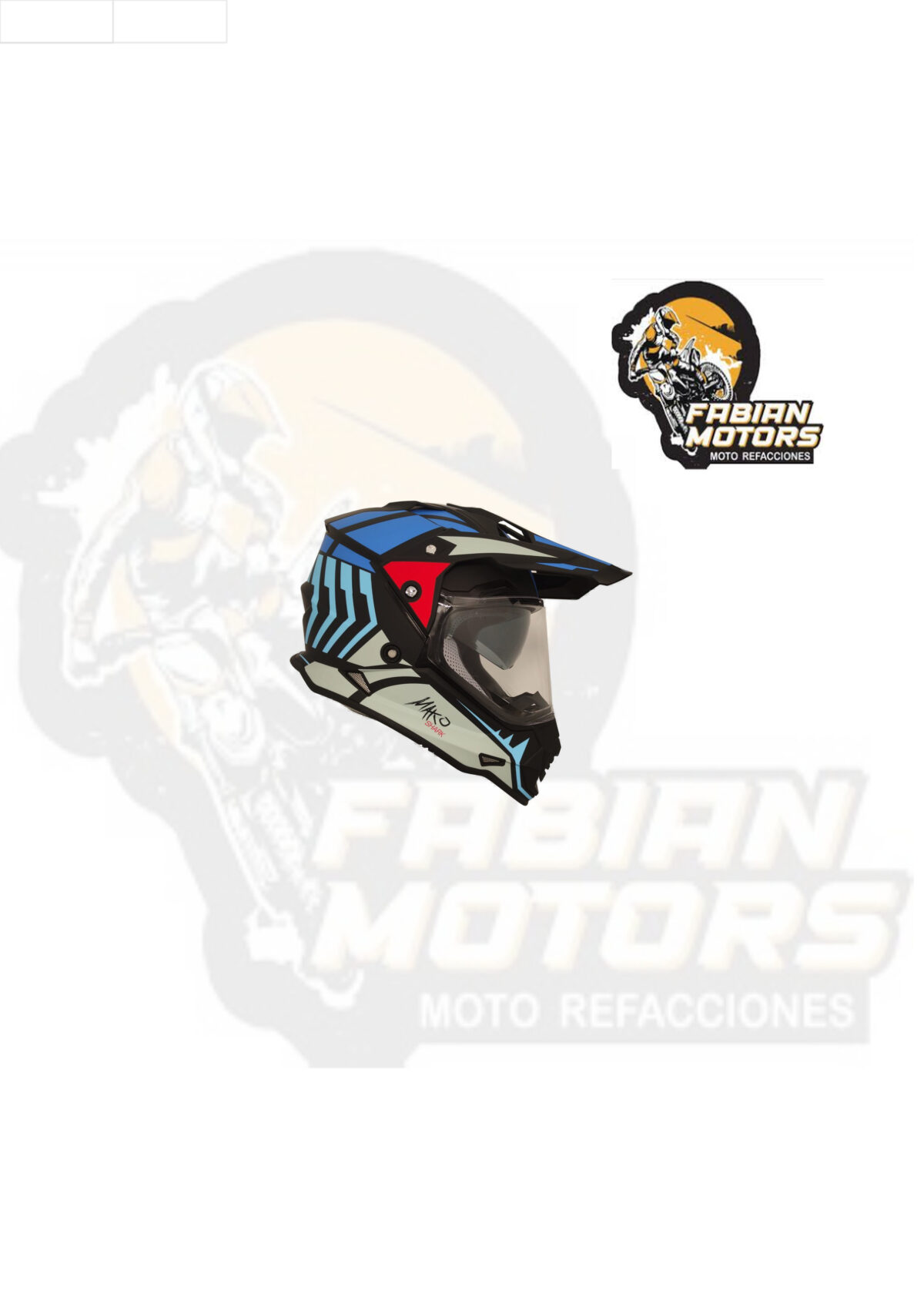 CASCO TECHX2 632A CROSS/STREET C/ MICA Y LENTE INTERNO MAKO AZUL/NEGRO/GRIS/ROJO TALLA: 2 EG (PRECIO POR PIEZA) (DE 1 A 5 PIEZAS) NORMA EUROPEA ECER22-05