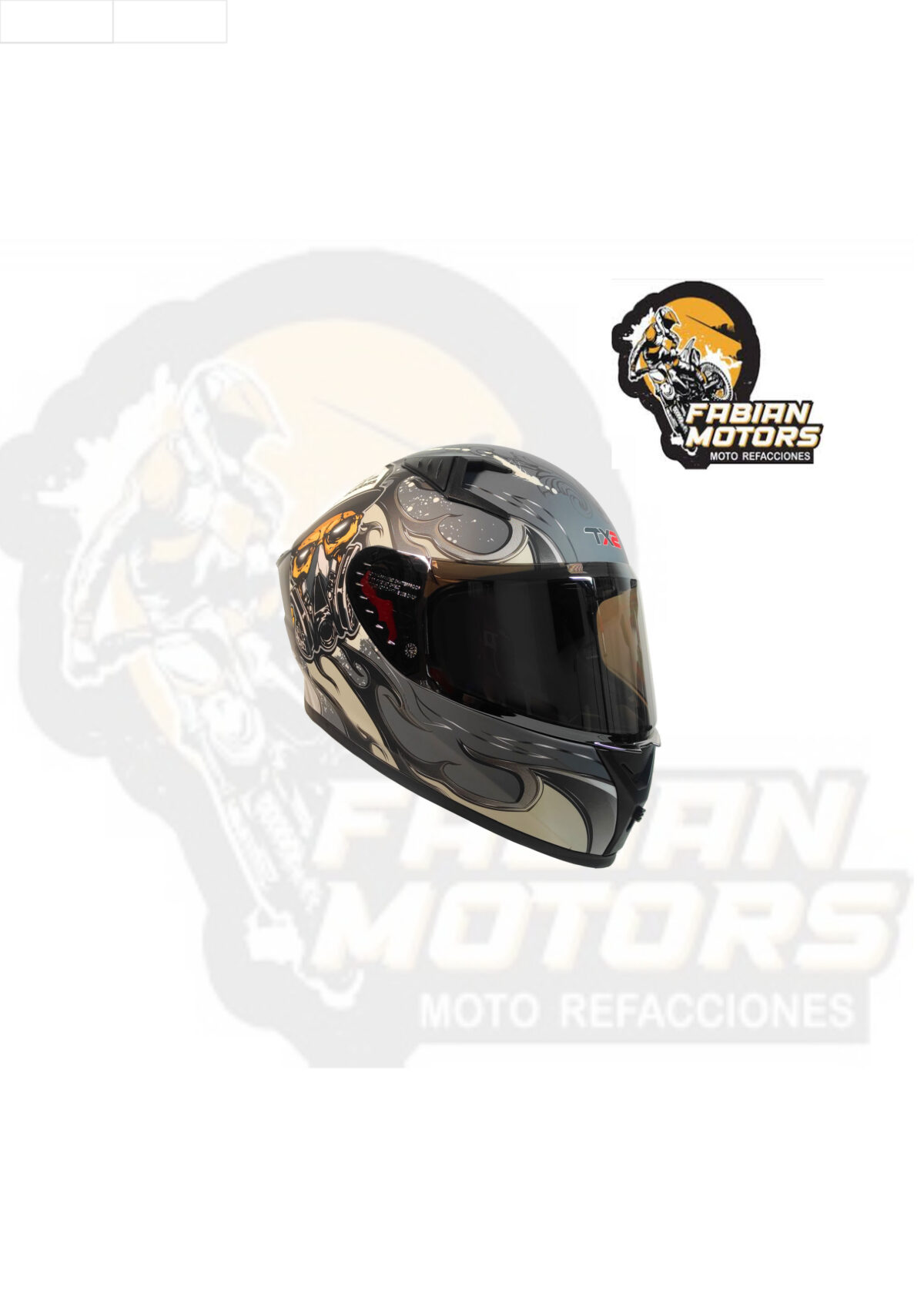 CASCO TECHX2 (TX2) EXOPUNK GRIS CERRADO CON LENTE INTERNO, MICA PLATA Y ESPOILER Z501 TALLA: EG NORMA EUROPEA ECER22-06 (DE 1 A 5 PIEZAS)