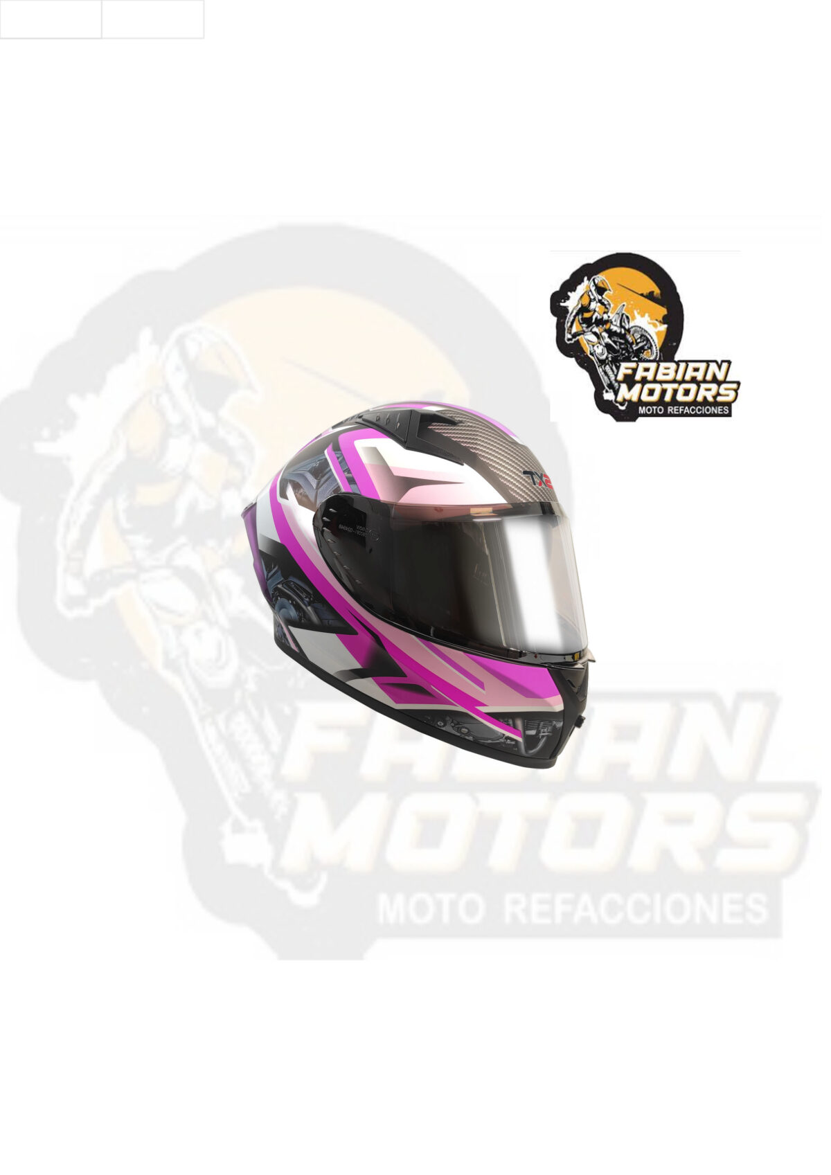 CASCO TECHX2 (TX2) ENGINE ROSA CERRADO CON LENTE INTERNO, MICA PLATA Y ESPOILER Z501 TALLA: EG NORMA EUROPEA ECER22-06 (DE 1 A 5 PIEZAS)