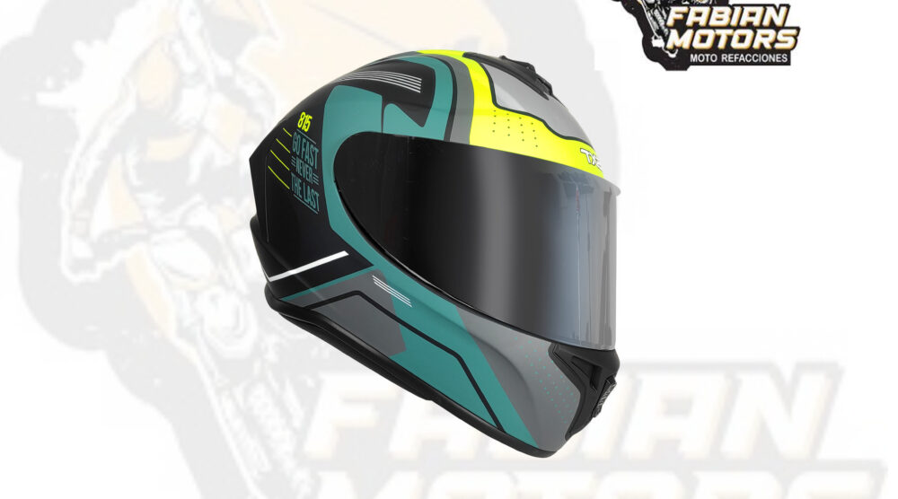 CASCO TECHX2 CERRADO DP815 DRAKEN COUGAR B6 GREEN NEGRO/VERDE FLUORESCENTE MATE MICA POLARIZADA TALLA: EG (PRECIO POR PIEZA) (DE 1 A 5 PIEZAS) NORMA EUROPEA ECER22-06 Y NORMA AMERICANA DOT