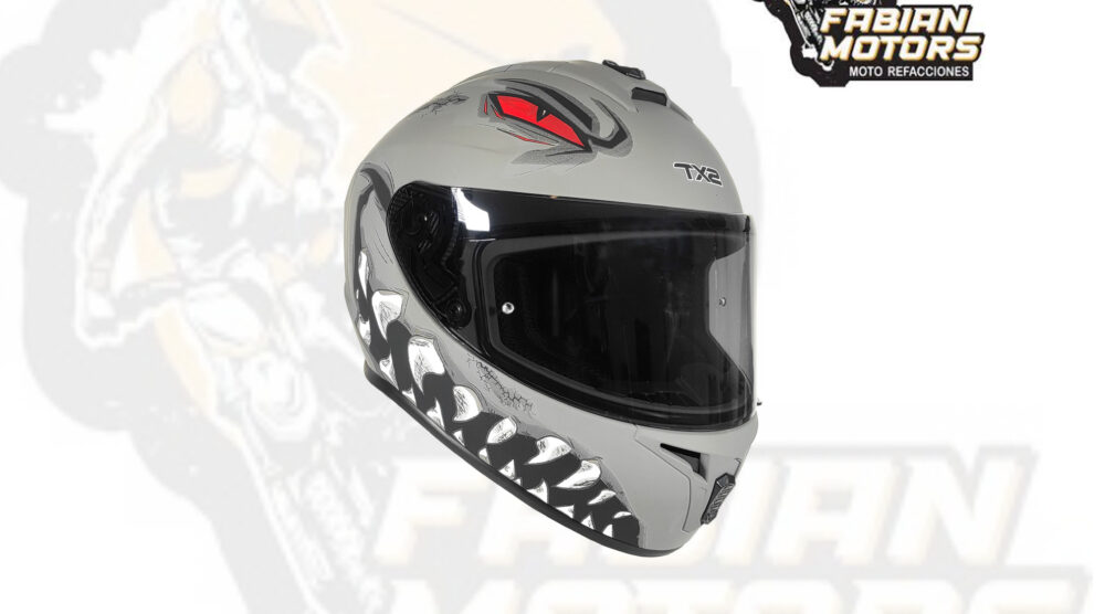 CASCO TECHX2 CERRADO DP815 DRAKEN FORZA AS GRIS MATE MICA HUMO CLARO TALLA: M (PRECIO POR PIEZA) (DE 1 A 5 PIEZAS) NORMA EUROPEA ECER22-06 Y NORMA AMERICANA DOT