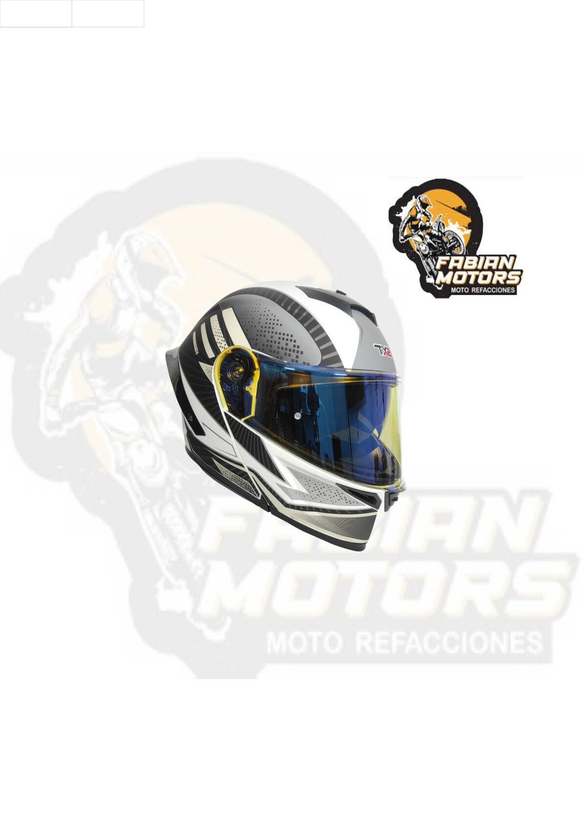 CASCO TECHX2 ABATIBLE WS202 NEGRO/BLANCO MATE CON LENTE INTERNO Y MICA TORNASOL TALLA: EG (PRECIO POR PIEZA) (DE 1 A 5 PIEZAS) NORMA EUROPEA ECER22-06 Y NORMA AMERICANA DOT