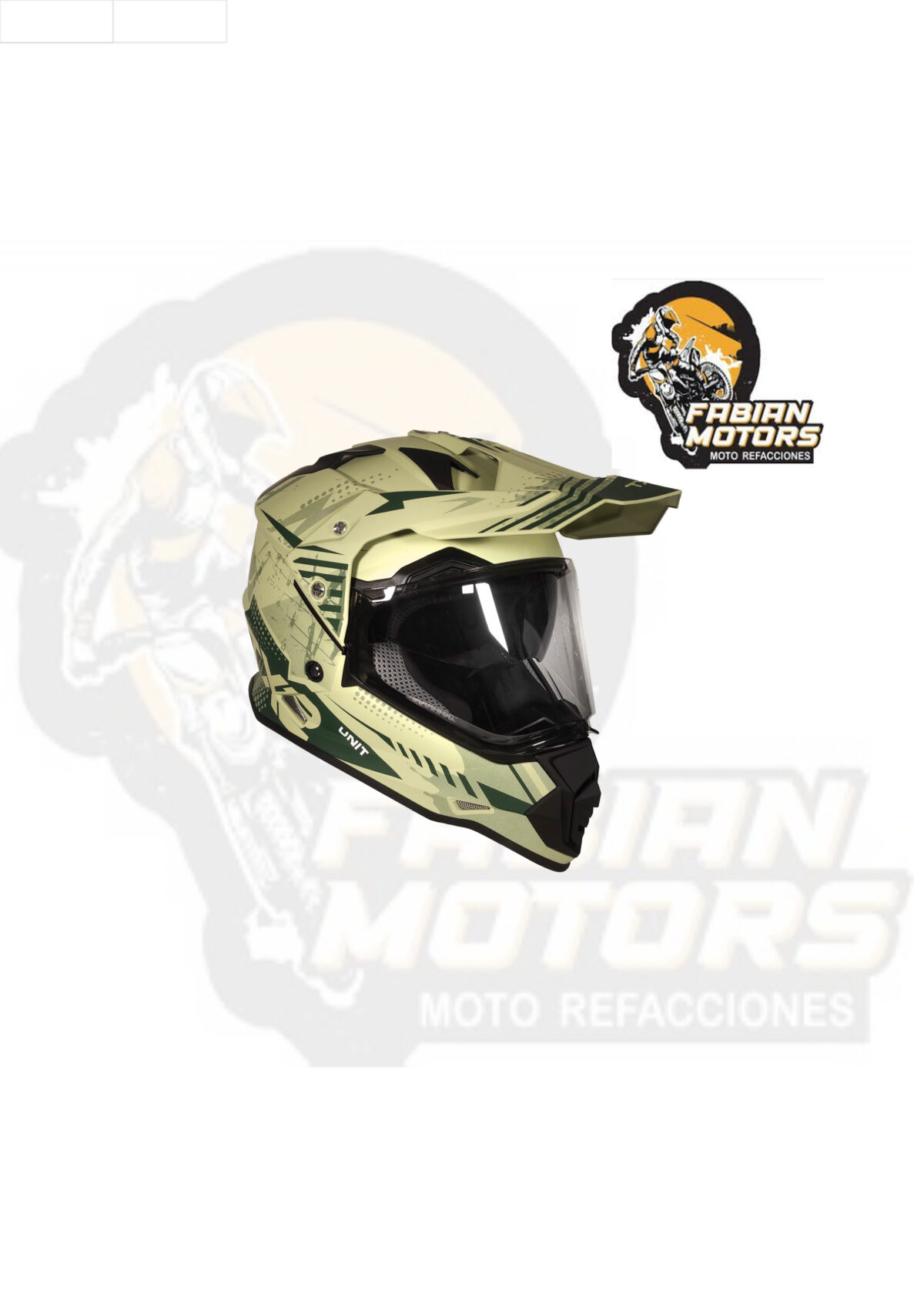 CASCO TECHX2 632A CROSS/STREET CON MICA HUMO CLARO Y LENTE INTERNO UNIT JUNGLE VERDE MATE TALLA: EEG (PRECIO POR PIEZA) (DE 1 A 5 PIEZAS) NORMA EUROPEA ECER22-06