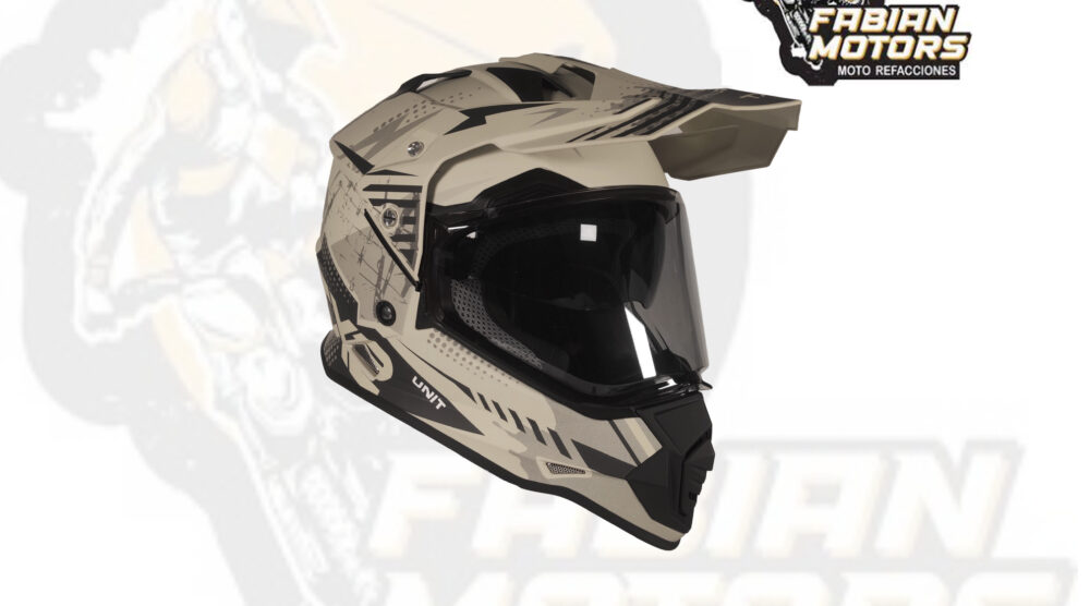CASCO TECHX2 632A CROSS/STREET CON MICA HUMO CLARO Y LENTE INTERNO SAND ARENA MATE TALLA: EG (PRECIO POR PIEZA) (DE 1 A 5 PIEZAS) NORMA EUROPEA ECER22-06