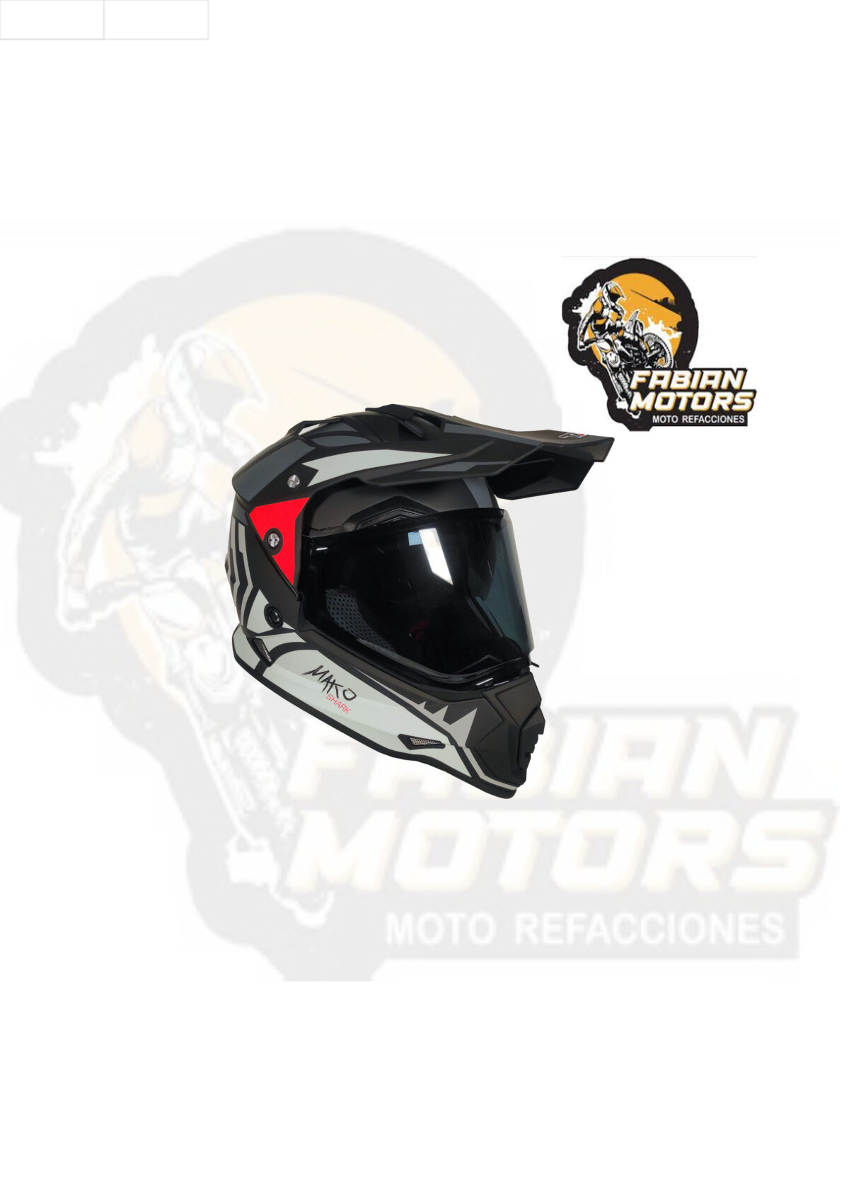 CASCO TECHX2 632A CROSS/STREET CON MICA HUMO OBSCURO Y LENTE INTERNO MAKO FULL GREY NEGRO/GRIS/ROJO MATE TALLA: M (PRECIO POR PIEZA) (DE 1 A 5 PIEZAS) NORMA EUROPEA ECER22-06