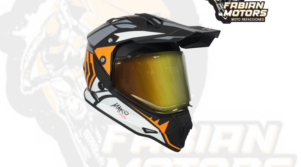 CASCO TECHX2 632A CROSS/STREET CON MICA TORNASOL ROJA Y LENTE INTERNO MAKO BLACK/GREY/ORANGE NEGRO/NARANJA/GRIS/ROJO MATE  TALLA: EG (PRECIO POR PIEZA) (DE 1 A 5 PIEZAS) NORMA EUROPEA ECER22-06