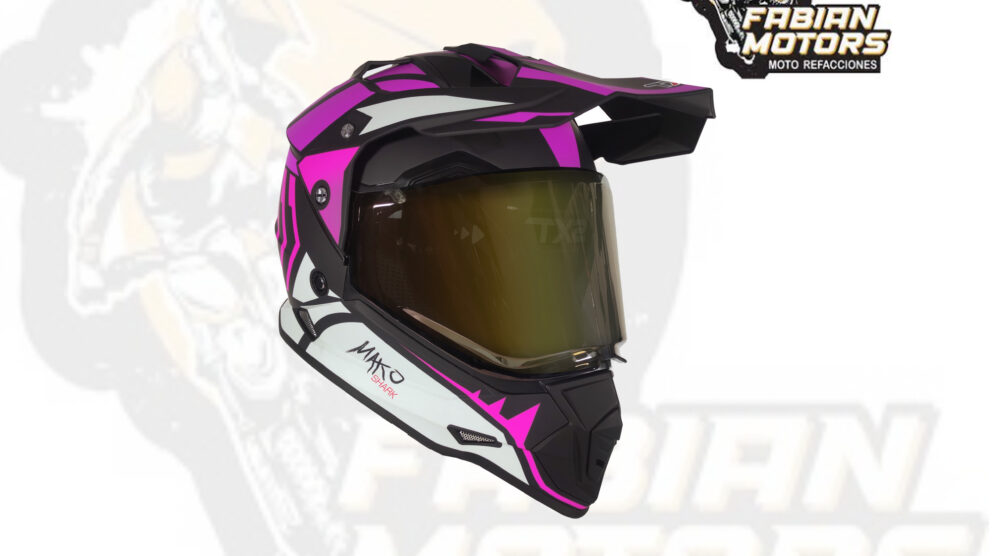 CASCO TECHX2 632A CROSS/STREET CON MICA TORNASOL ROSA Y LENTE INTERNO MAKO PINK NIGHT ROSA/MORADO/GRIS MATE  TALLA: G (PRECIO POR PIEZA) (DE 1 A 5 PIEZAS) NORMA EUROPEA ECER22-06