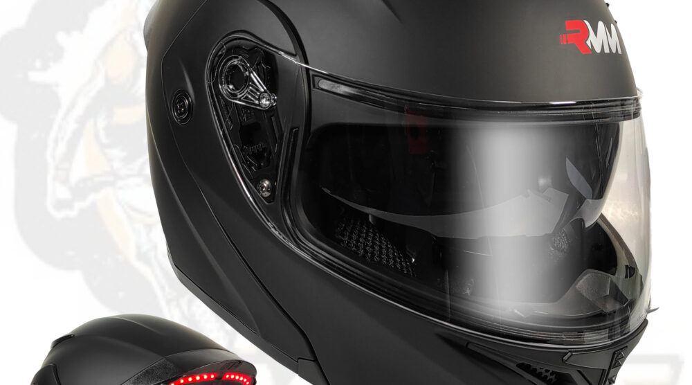 CASCO RMM 169 ABATIBLE NEGRO MATE CON LENTE INTERNO Y LUZ LED  TALLA: G (PRECIO POR PIEZA) (DE 1 A 5 PIEZAS) NORMA AMERICANA DOT