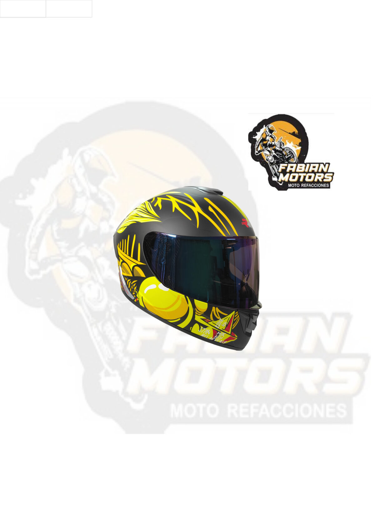 CASCO RMM CERRADO HF701 CRACY CLOWN AMARILLO/NEGRO MICA TORNASOL Y LENTE INTERNO TALLA: G (PRECIO POR PIEZA) (DE 1 A 5 PIEZAS) NORMA AMERICANA DOT