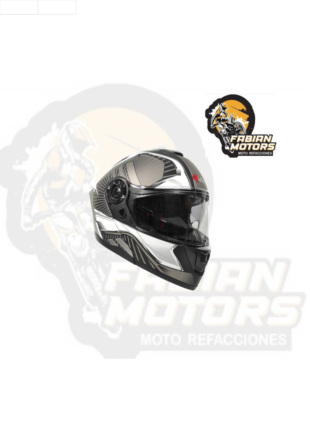 CASCO RMM ABATIBLE HF900 LAMINATE GRIS/NEGRO MICA TRANSPARENTE Y LENTE INTERNO TALLA: EEG (PRECIO POR PIEZA) (DE 1 A 5 PIEZAS) NORMA AMERICANA DOT