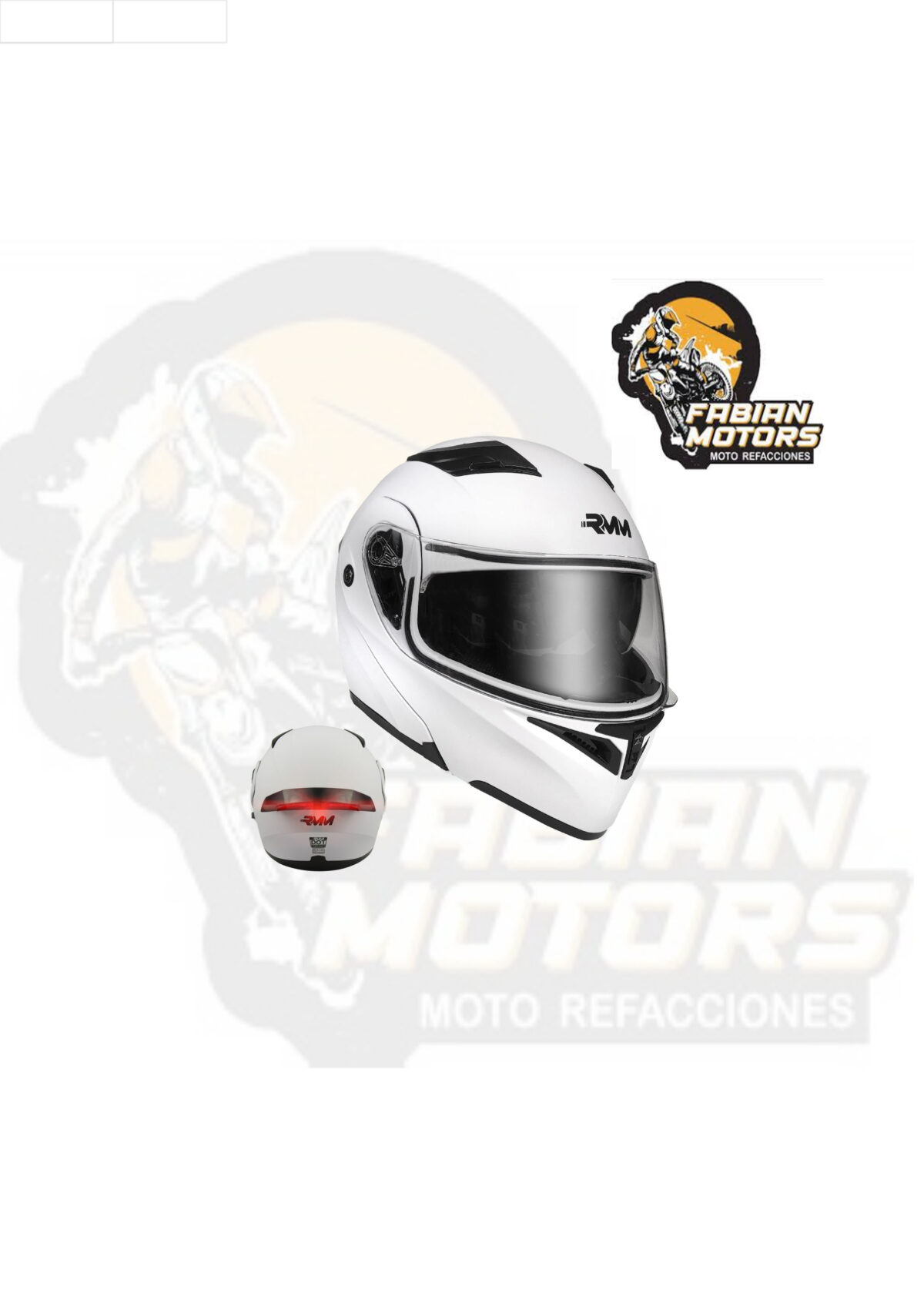 CASCO RMM 169 ABATIBLE BLANCO MATE CON LENTE INTERNO Y LUZ LED TALLA: G (PRECIO POR PIEZA) (DE 1 A 5 PIEZAS) NORMA AMERICANA DOT