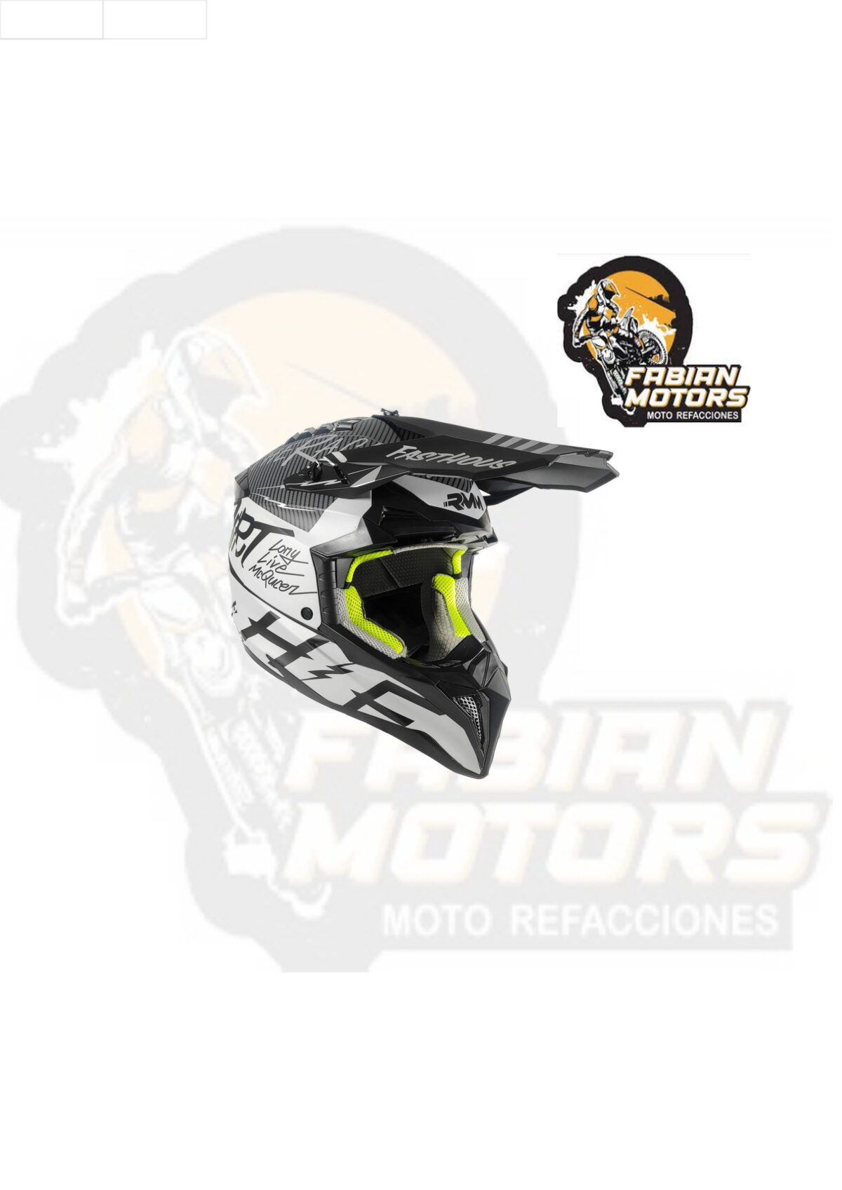 CASCO RMM 189 CROSS GRAFICOS BLANCO/NEGRO MATE TALLA: M (PRECIO POR PIEZA) (DE 1 A 5 PIEZAS) NORMA AMERICANA DOT