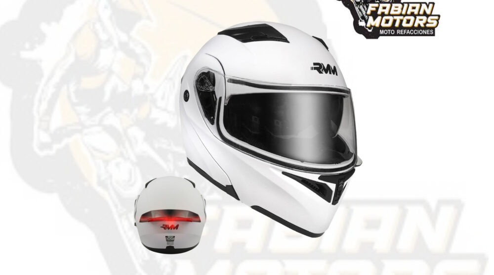 CASCO RMM 169 ABATIBLE BLANCO MATE CON LENTE INTERNO Y LUZ LED TALLA: EEG (PRECIO POR PIEZA) (DE 1 A 5 PIEZAS) NORMA AMERICANA DOT