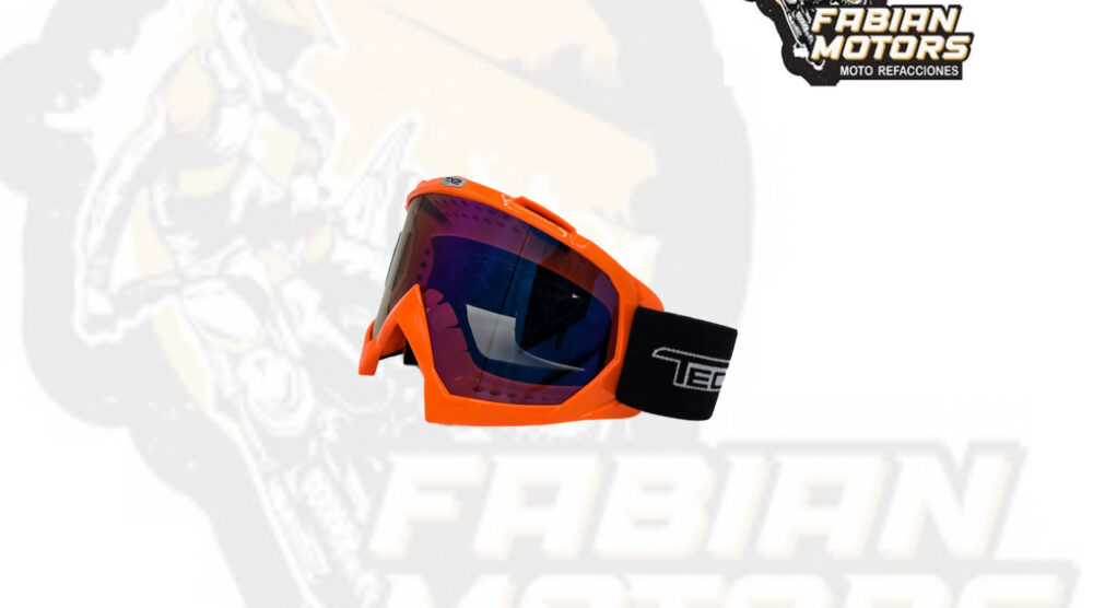 GAFAS PROTECTORAS PARA MOTOCICLISTA (GOGGLE) TECHX2 NARANJA C/ MICA TORNASOL SG634