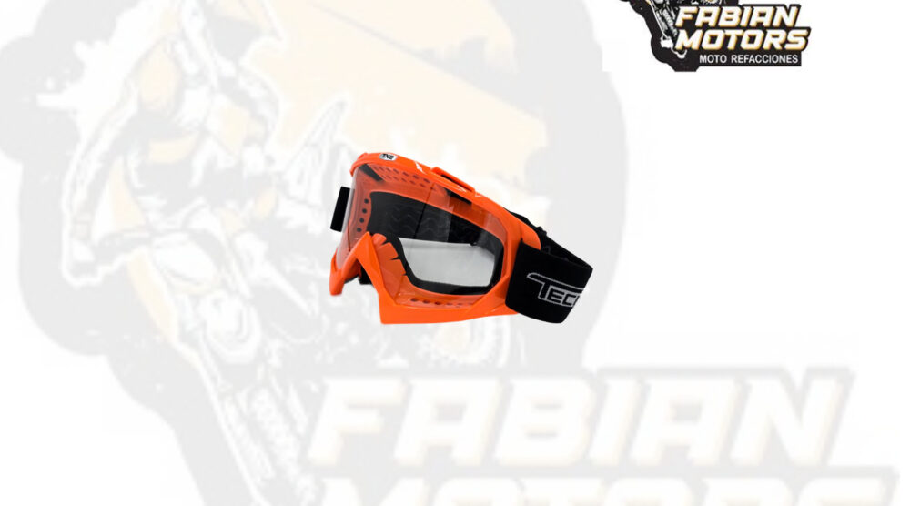 GAFAS PROTECTORAS PARA MOTOCICLISTA (GOGGLE) TECHX2 NARANJA C/ MICA TRANSPARENTE SG634