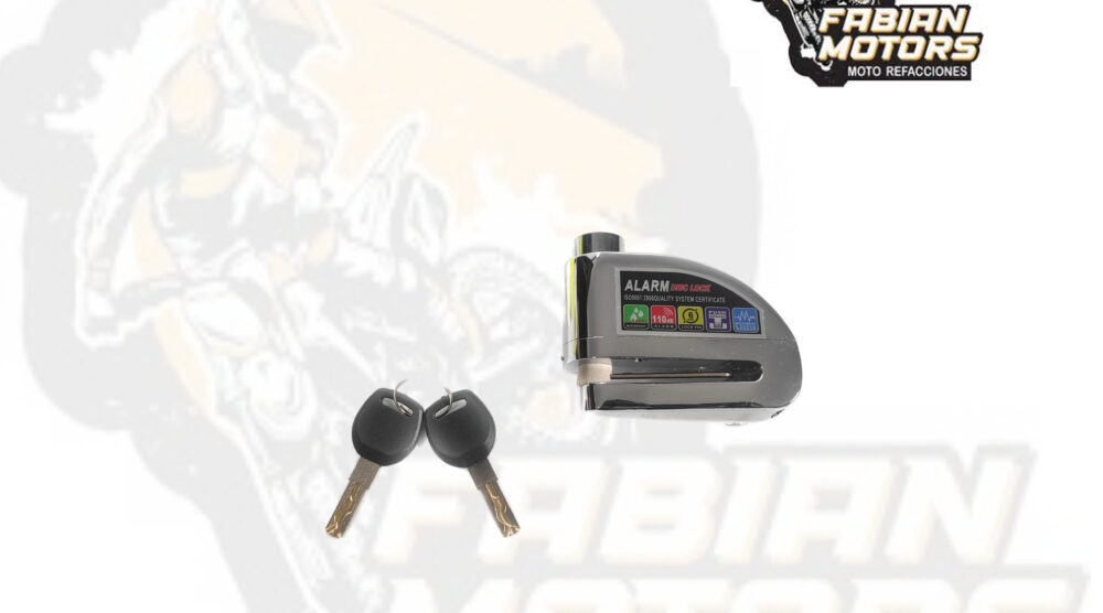 142-000181 CANDADO FRENO DISCO C/ ALARMA 9V ALUMINIO CROMADO C/ CABLE RECORDATORIO