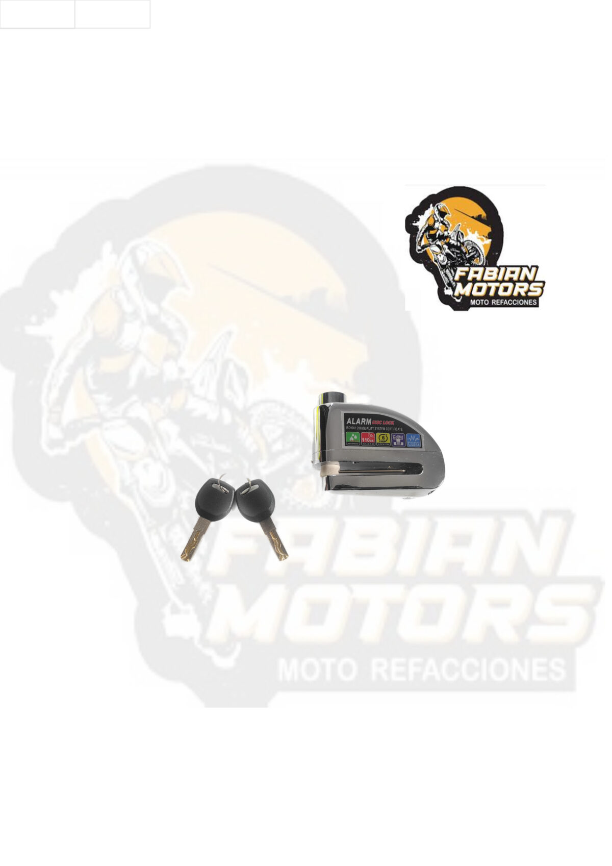 CANDADO FRENO DISCO C/ ALARMA 9V ALUMINIO CROMADO C/ CABLE RECORDATORIO