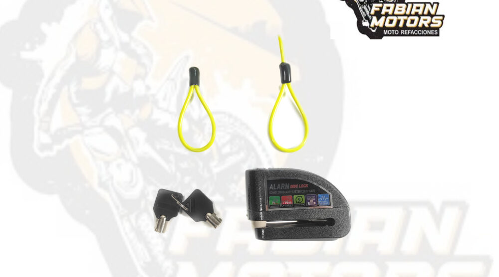 142-000182 CANDADO FRENO DISCO C/ ALARMA 9V ALUMINIO NEGRO C/ CABLE RECORDATORIO