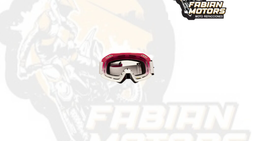 142-000387 GAFAS PROTECTORAS PARA MOTOCICLISTA (GOGGLE) TECHX2 ROSA/BLANCO C/ MICA TRANSPARENTE CG10