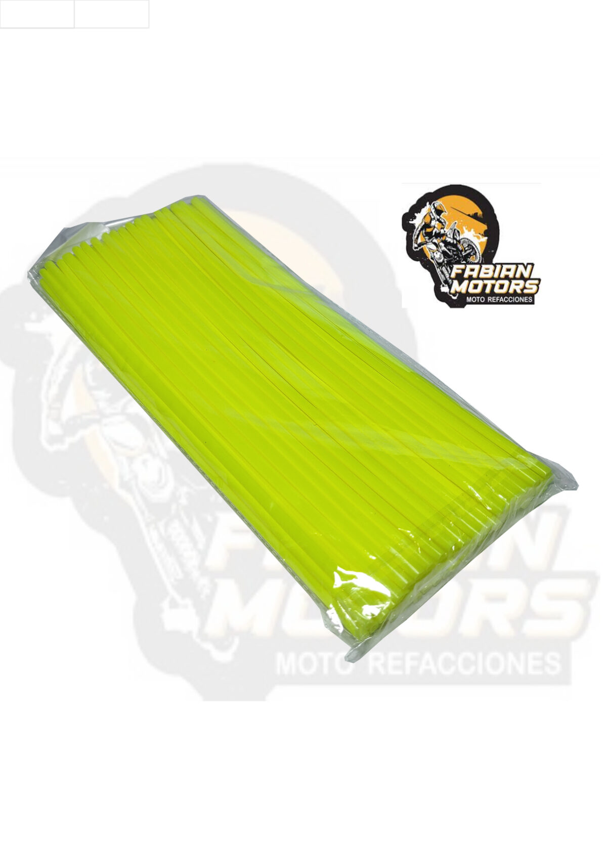 POPOTE AMARILLO FLUORESCENTE CUBRE RAYOS MOTOCICLETA 260MM X 6MM (BOLSA C/ 72 PIEZAS)