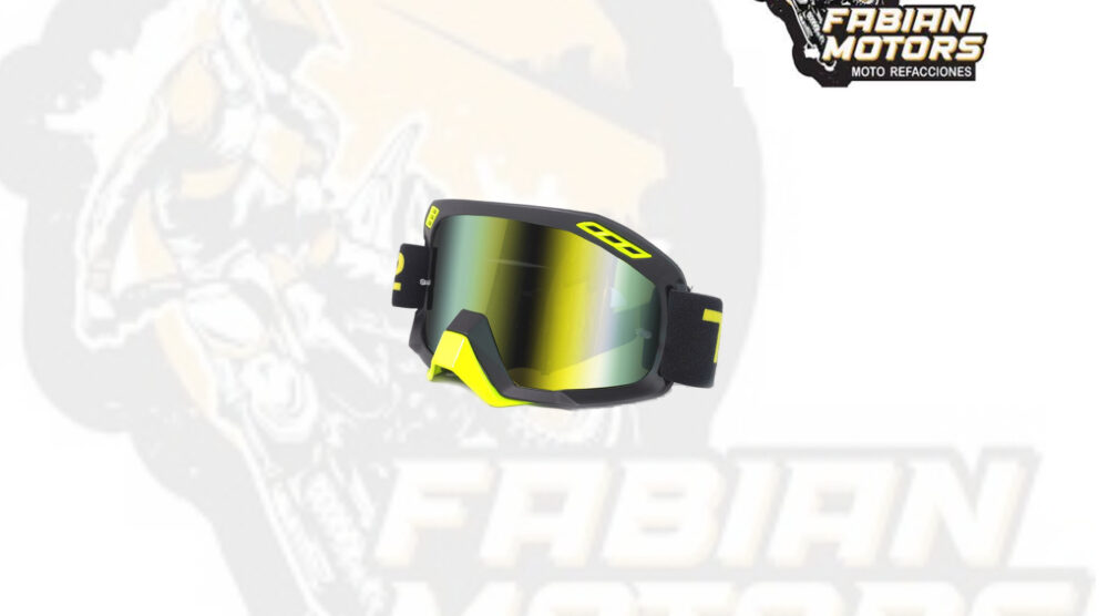142-000499 GAFAS PROTECTORAS PARA MOTOCICLISTA (GOGGLE) TECHX2 NEGRO/AMARILLO MICA TORNASOL CG-10