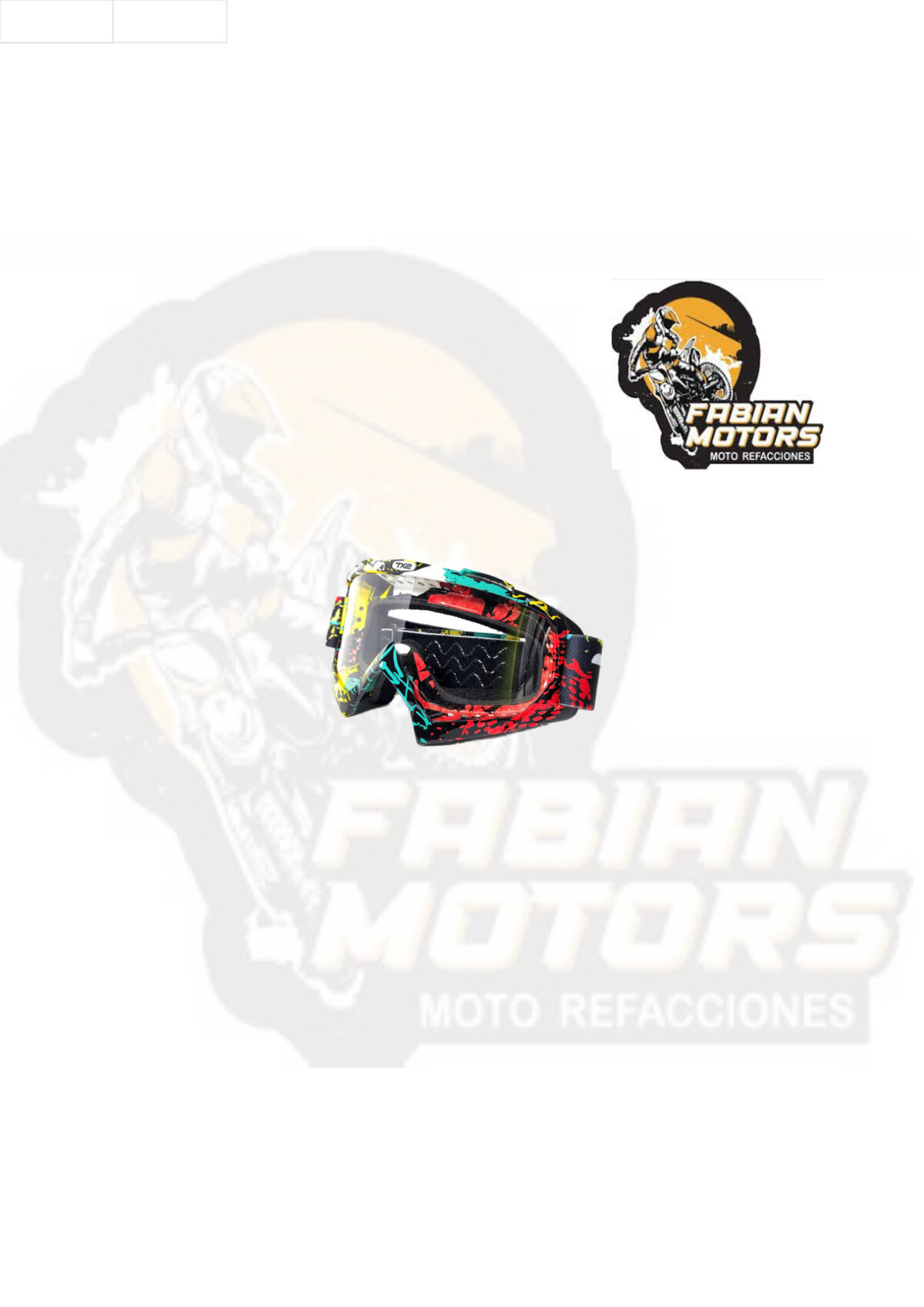 GAFAS PROTECTORAS PARA MOTOCICLISTA (GOGGLE) TECHX2 GRAFICOS MICA TRANSPARENTE SG-11