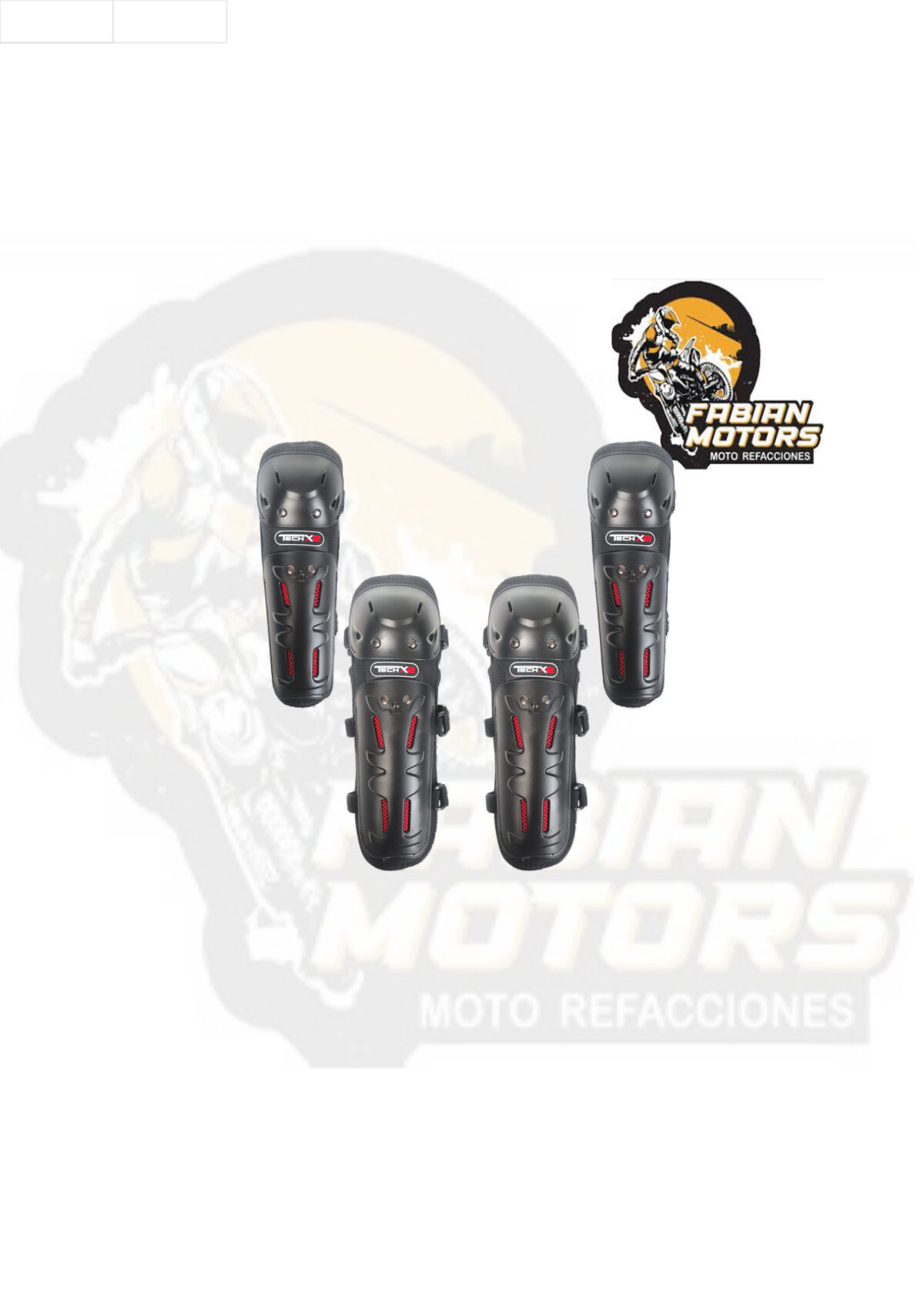 PROTECTORES DE PIERNAS Y CODOS TECHX2 NEGROS/ROJO K10H10 (JUEGO)