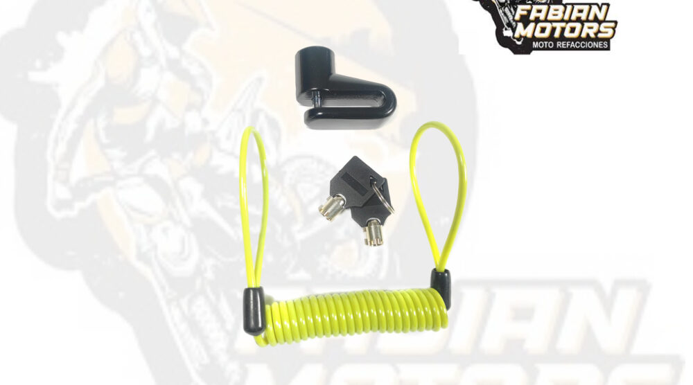 142-000856 CANDADO FRENO DISCO UNIVERSAL NEGRO C/ CABLE RECORDATORIO (JUEGO)