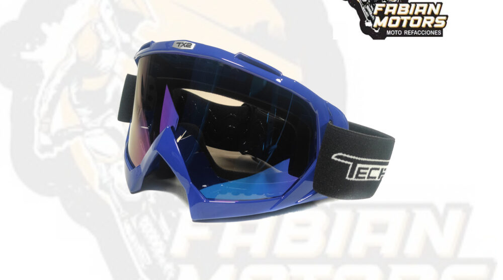 142-001012 GAFAS PROTECTORAS PARA MOTOCICLISTA TECHX2 AZUL MARINO (GOGGLES) C/ MICA TORNASOL SG634