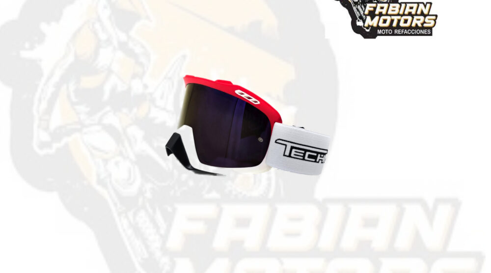 142-001016 GAFAS PROTECTORAS PARA MOTOCICLISTA (GOGGLE) TECHX2 ROJO/BLANCO C/ MICA TORNASOL SG10