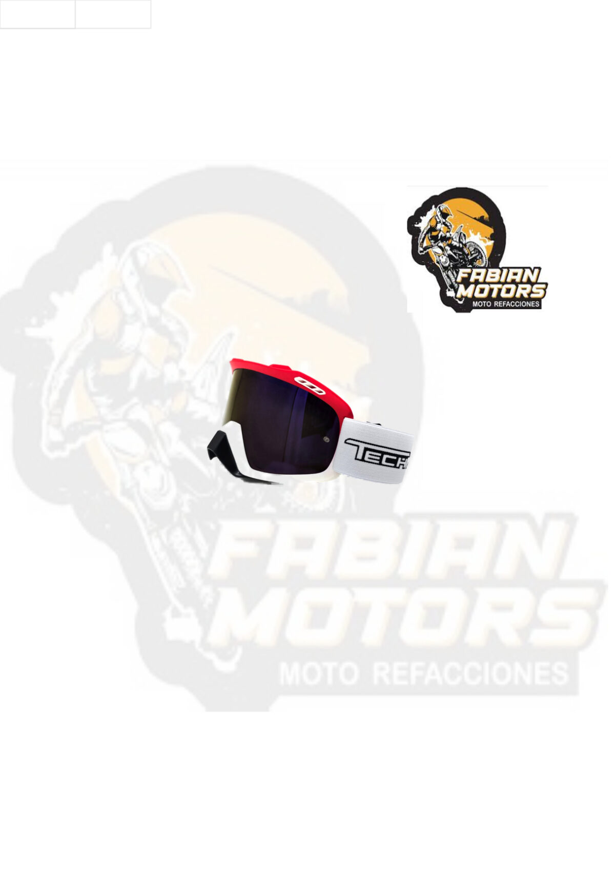 GAFAS PROTECTORAS PARA MOTOCICLISTA (GOGGLE) TECHX2 ROJO/BLANCO C/ MICA TORNASOL SG10