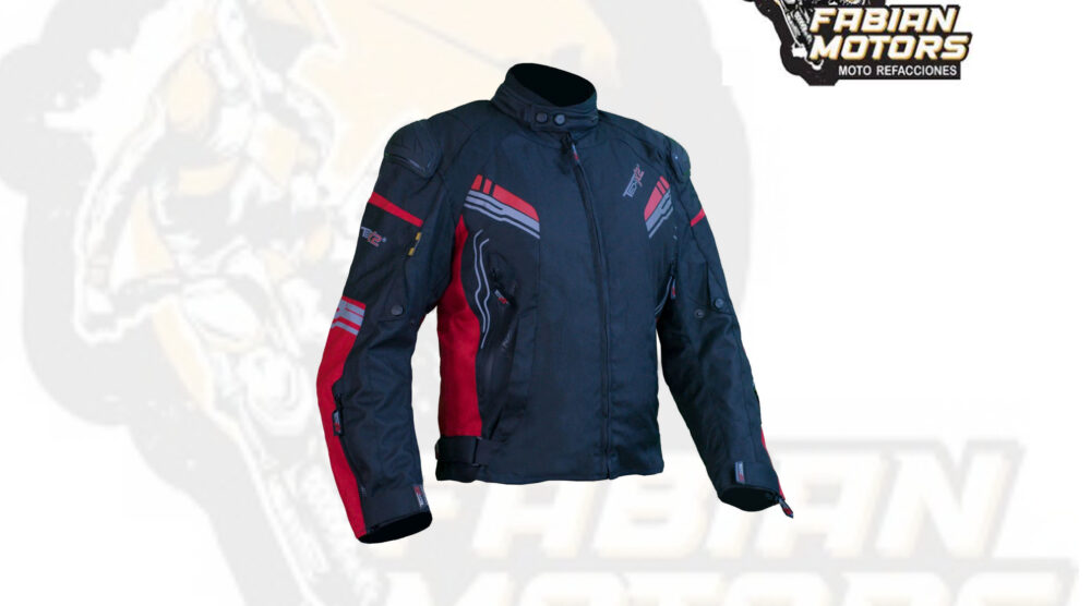 CHAMARRA PARA MOTOCICLISTA TECHX2 SP-1313 "JACKET 3" NEGRO/ROJO TALLA: EG