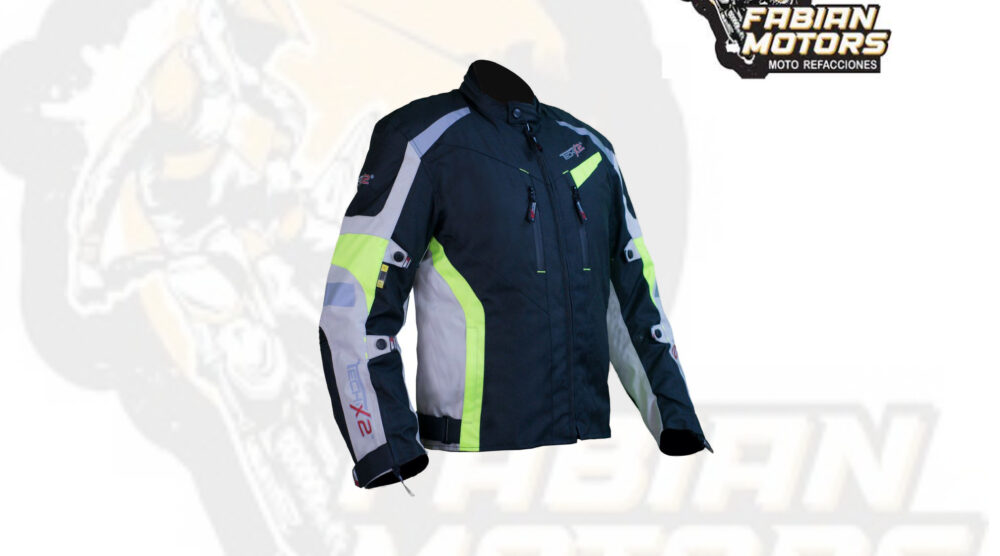 CHAMARRA PARA MOTOCICLISTA TECHX2 SP-1308 NEGRO/GRIS/NEON G