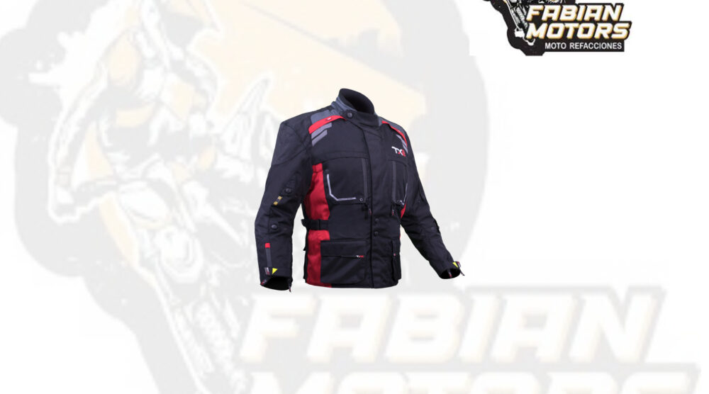 CHAMARRA PARA MOTOCICLISTA TECHX2 SP-1343 NEGRA/ROJA TALLA: CH (DE 1 A 4 PIEZAS)