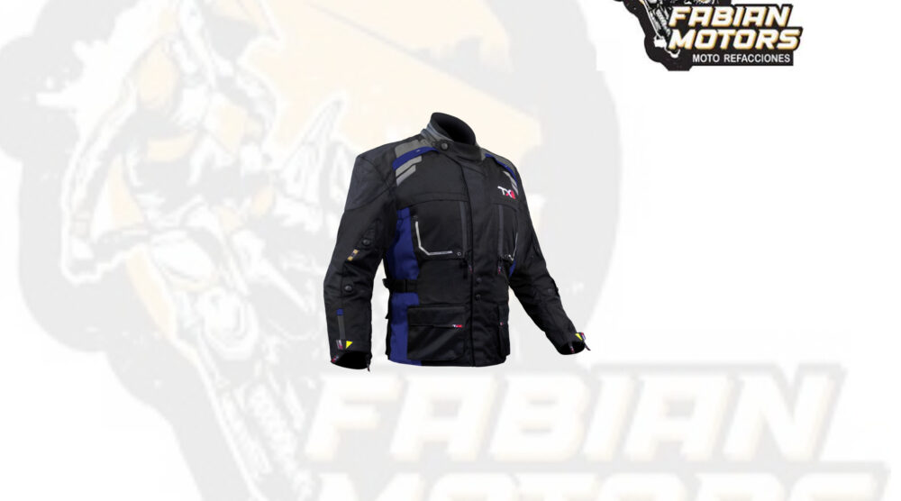 CHAMARRA PARA MOTOCICLISTA TECHX2 SP-1343 NEGRA/AZUL TALLA: G (DE 1 A 4 PIEZAS)