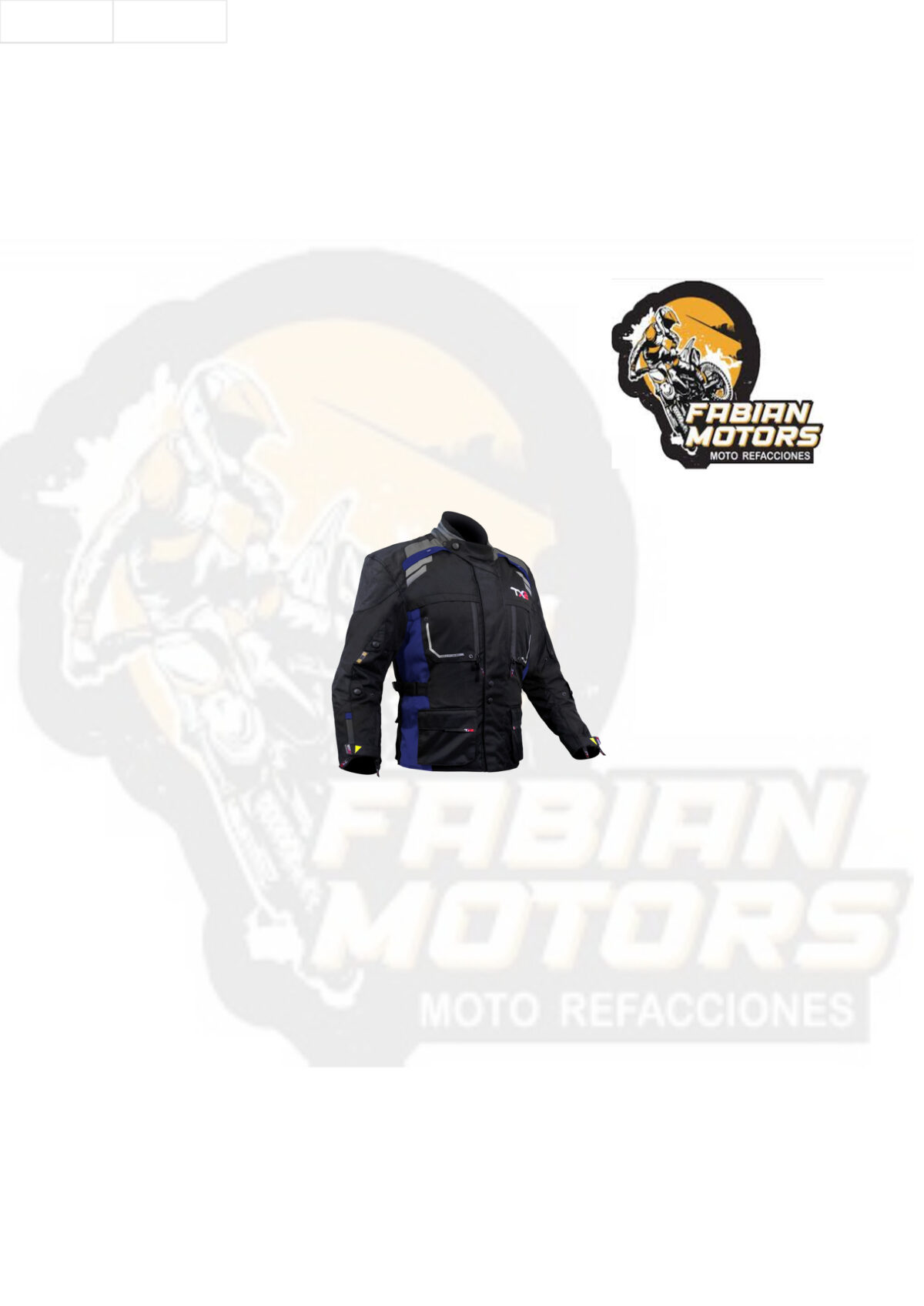 CHAMARRA PARA MOTOCICLISTA TECHX2 SP-1343 NEGRA/AZUL TALLA: G (DE 1 A 4 PIEZAS)