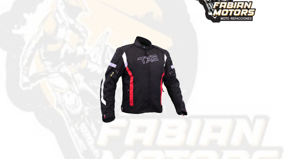 CHAMARRA PARA MOTOCICLISTA TECHX2 SP-1348 NEGRA/BLANCO/ROJO TALLA: CH (DE 1 A 4 PIEZAS)