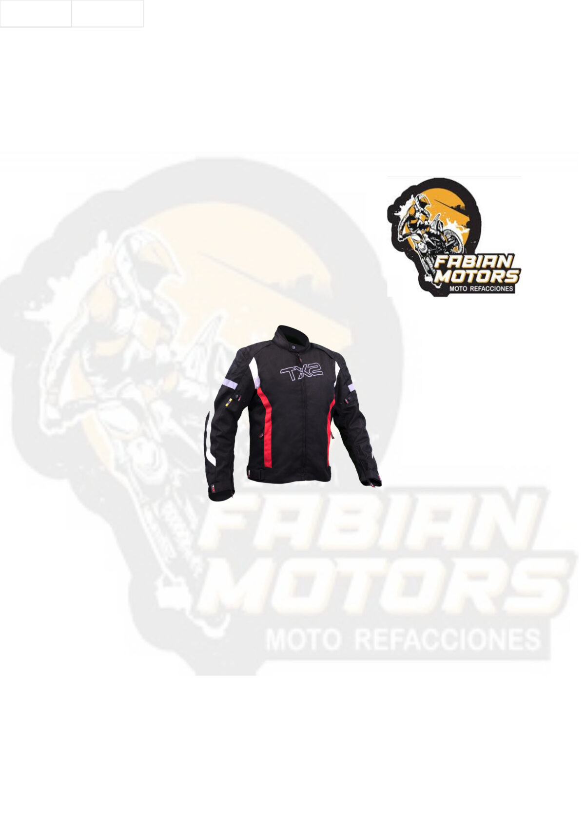 CHAMARRA PARA MOTOCICLISTA TECHX2 SP-1348 NEGRA/BLANCO/ROJO TALLA: CH (DE 1 A 4 PIEZAS)