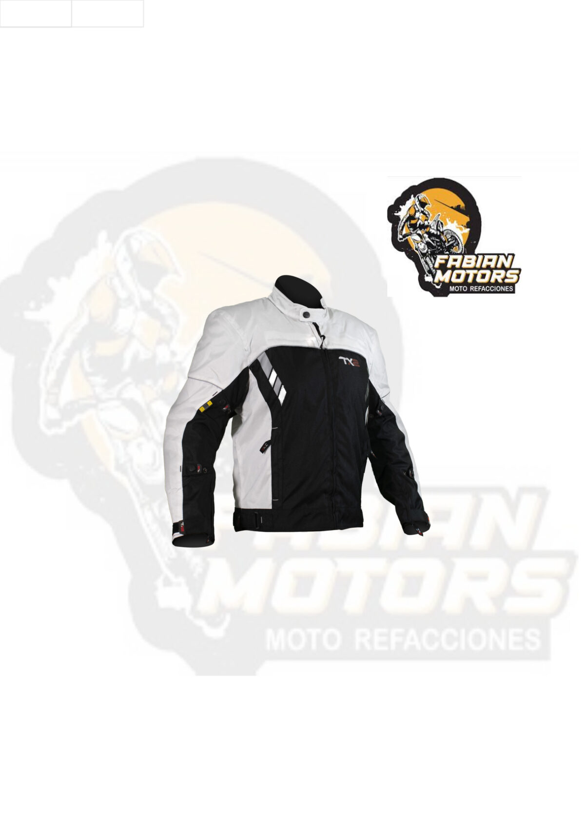 CHAMARRA PARA MOTOCICLISTA TECHX2 NOVUS NEGRA/BLANCO TALLA: M (DE 1 A 4 PIEZAS)