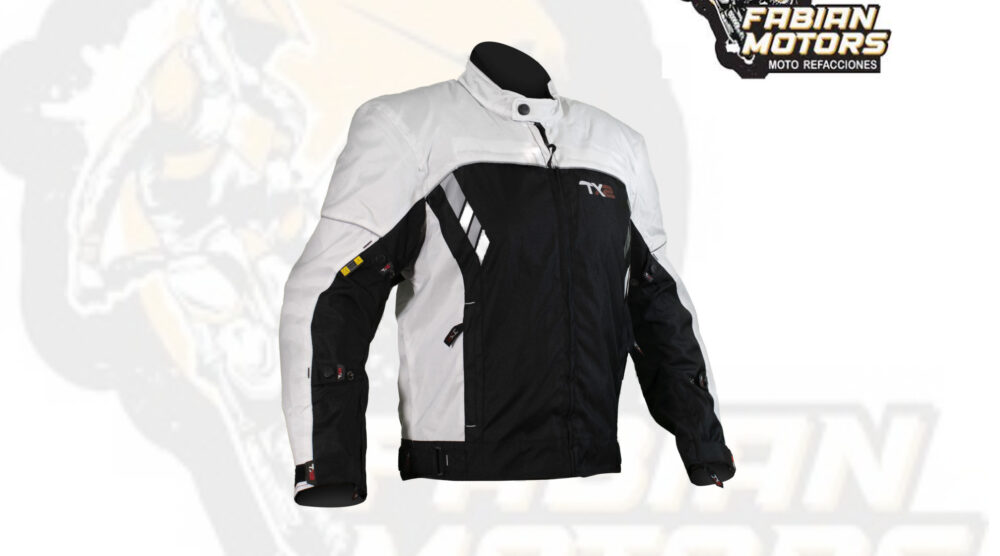 CHAMARRA PARA MOTOCICLISTA TECHX2 NOVUS NEGRA/BLANCO TALLA: EEG (DE 1 A 4 PIEZAS)