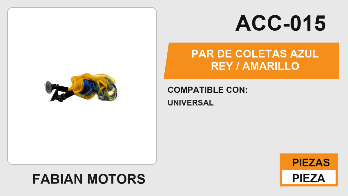 PAR DE COLETAS AZUL REY / AMARILLO