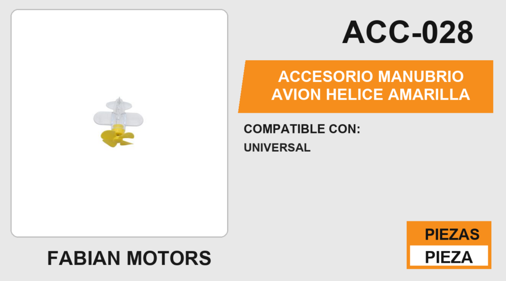 ACCESORIO MANUBRIO AVION HELICE AMARILLA
