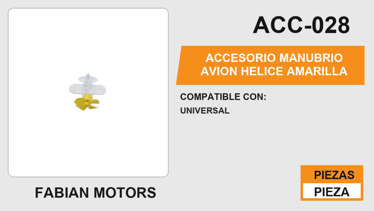 ACCESORIO MANUBRIO AVION HELICE AMARILLA